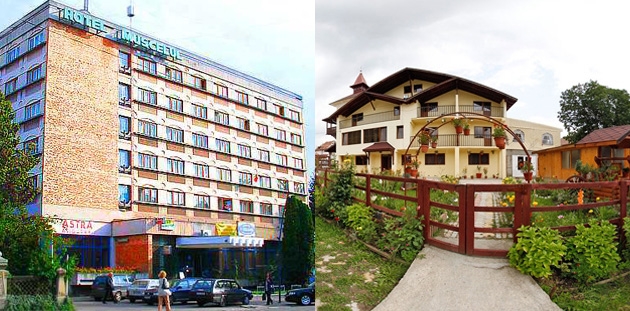 In stanga, Hotel Muscelul iar in dreapta, Complexul Turistic Flora.